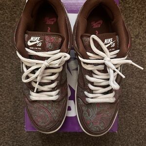 Nike SB Dunk Low Pro Brown and Pink Paisley Sneakers